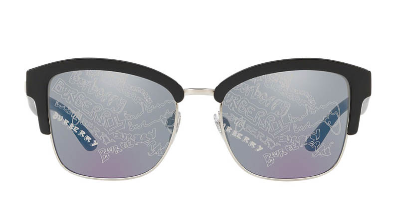 Burberry Doodle Square Frame Sunglasses with Blue Lenses $220