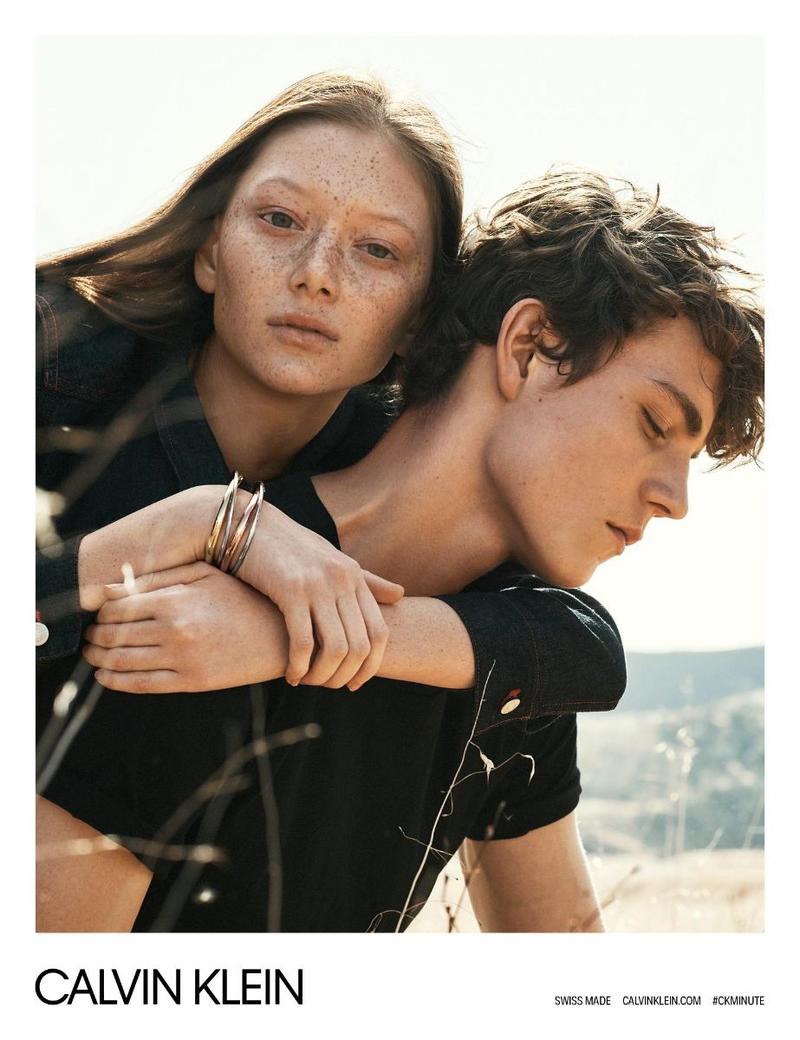 Sara Grace Wallerstedt and Alec Pollentier front Calvin Klein Watches spring-summer 2018 campaign