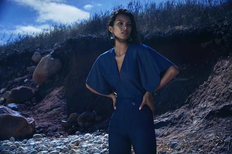 Lais Ribeiro poses in Montauk for Cushnie et Ochs' pre-fall 2018 campaign