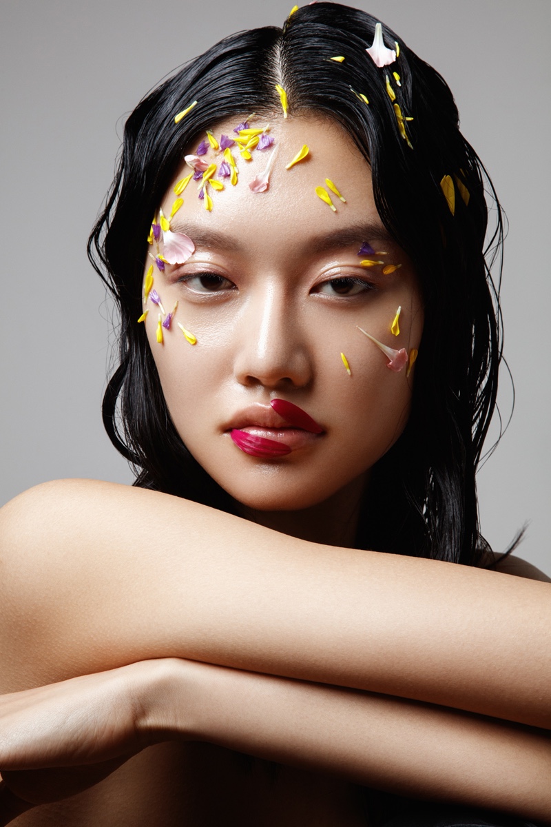 Wearing petals, Jessie Li stuns in this shot. Photo: Jeff Tse