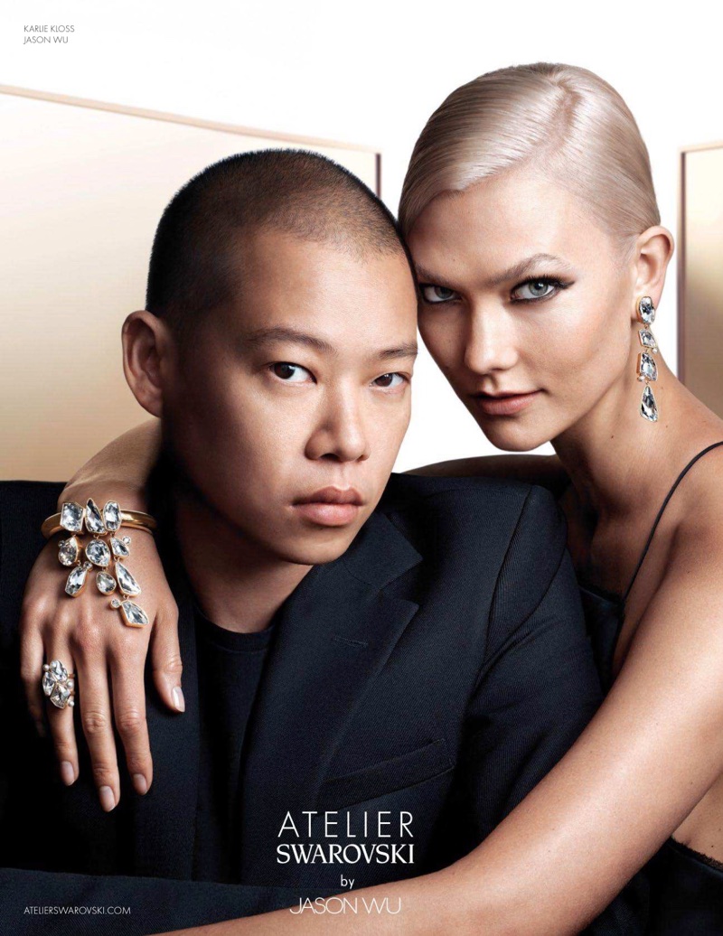 Jason Wu and Karlie Kloss pose for Atelier Swarovski by Jason Wu campaign