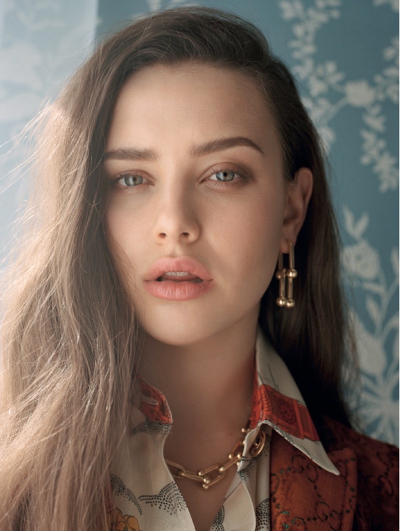 Ready for her closeup, Katherine Langford wears a wavy hairstyle