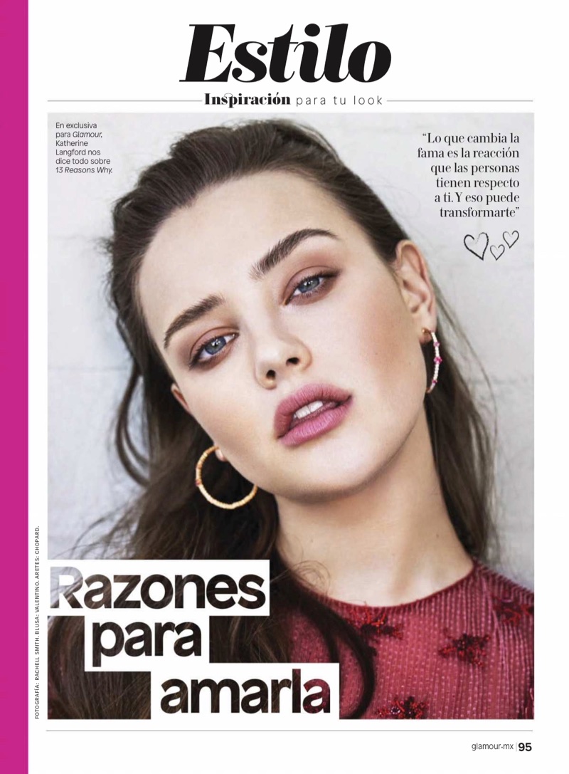 Katherine Langford wears hoop earrings