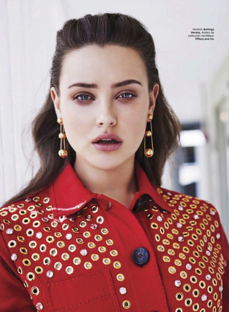 Katherine Langford wears Bottega Veneta dress and Tiffany & Co. jewelry