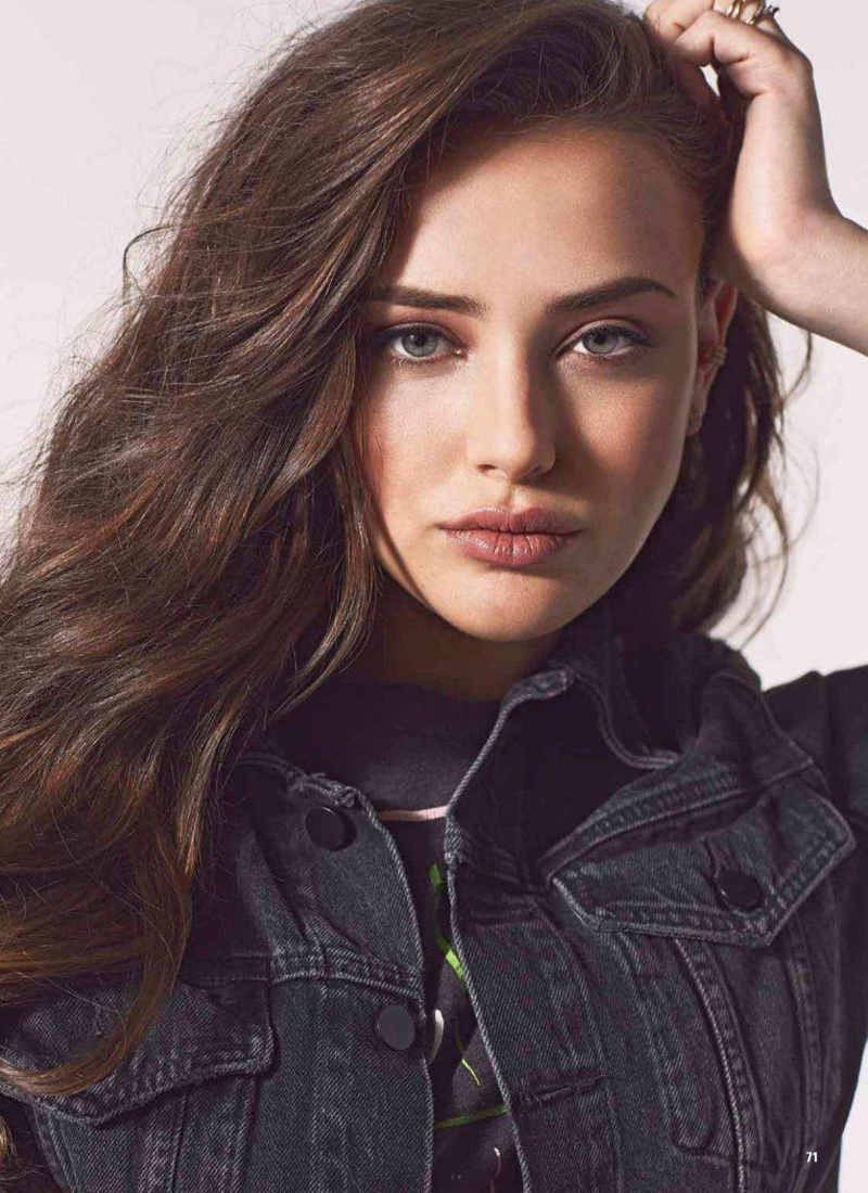 Katherine Langford looks ready for her closeup with her hair in a wavy style
