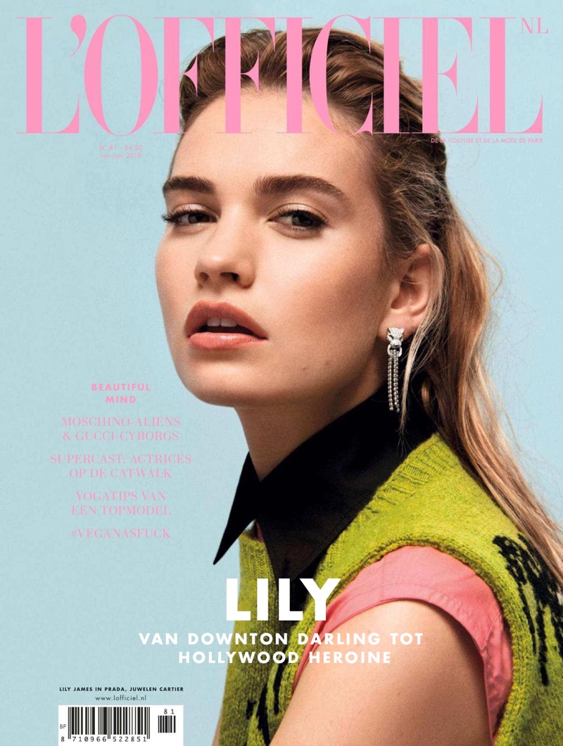 Lily James on L'Officiel Netherlands May-June 2018 Cover