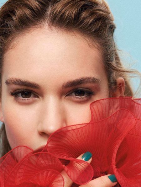 Lily James Poses in Sleek Fashions for L'Officiel Netherlands
