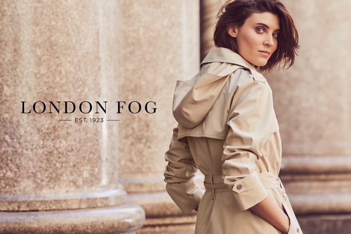 Model Alison Nix poses in a trench coat for London Fog's spring-summer 2018 campaign