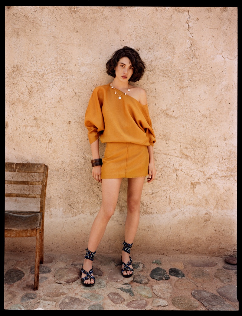 Steffy Argelich poses in Marrakech for Mango Summer Diaries spring-summer 2018 lookbook