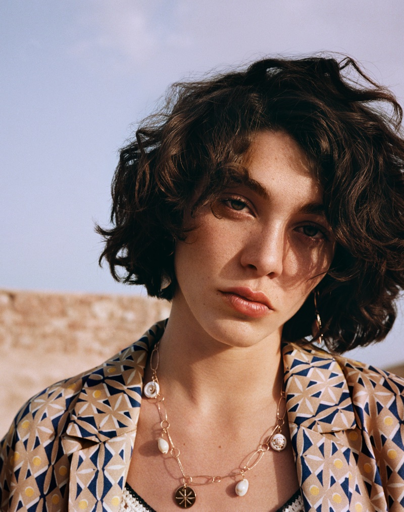 Model Steffy Argelich poses for Mango Summer Diaries lookbook
