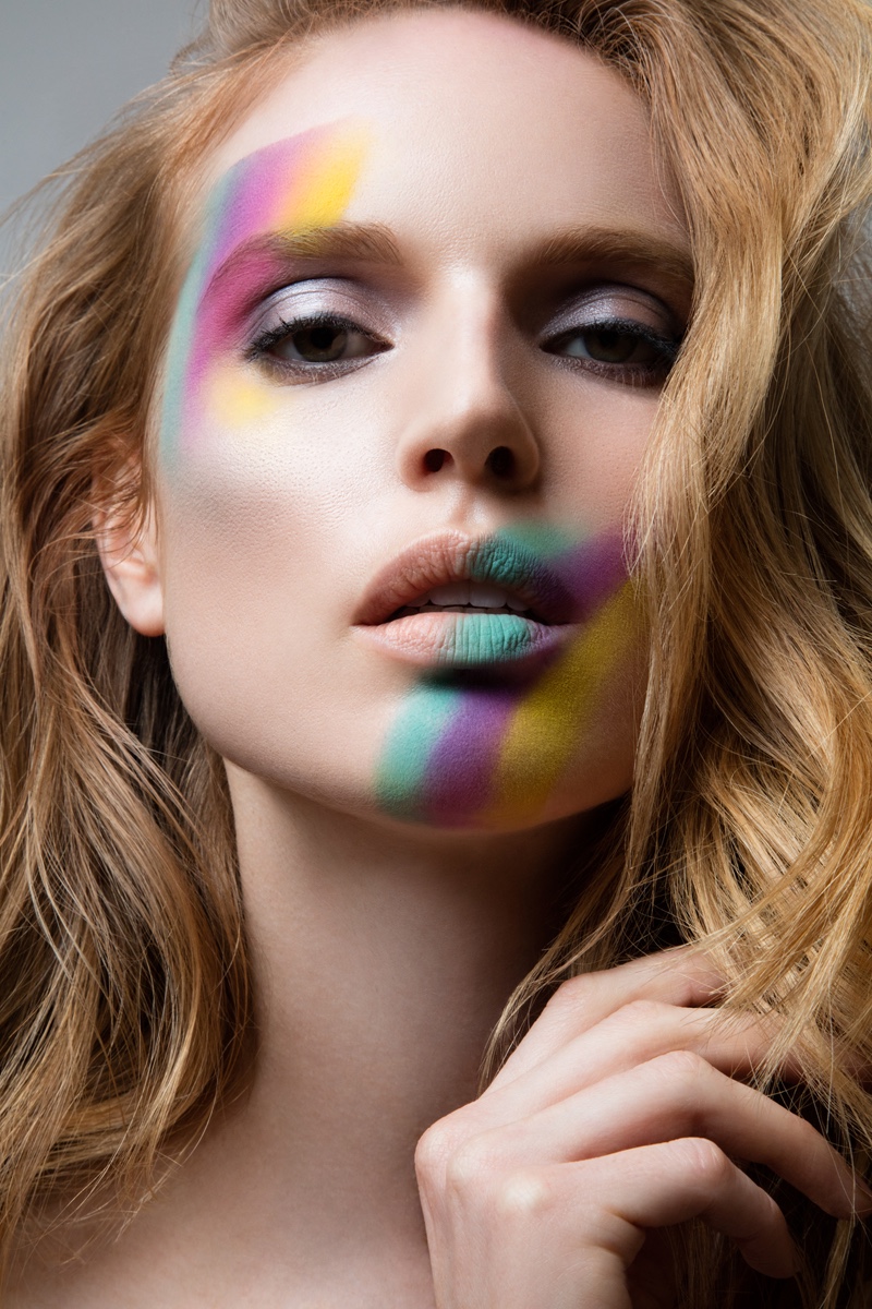 Jeff Tse captures Nell Rebowe in colorful makeup looks.