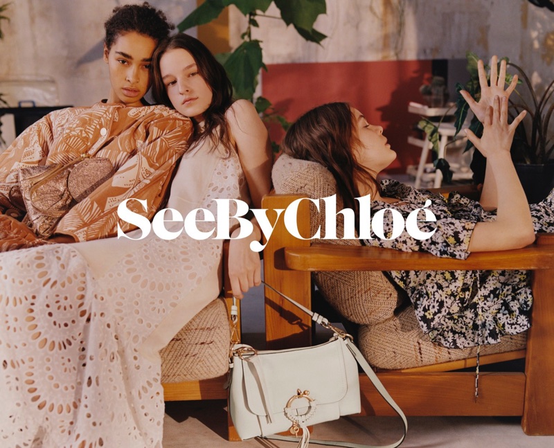 Maria Susan Landwehr, Laura Toth and Julia Nicole Meyer front See By Chloe's spring-summer 2018 campaign