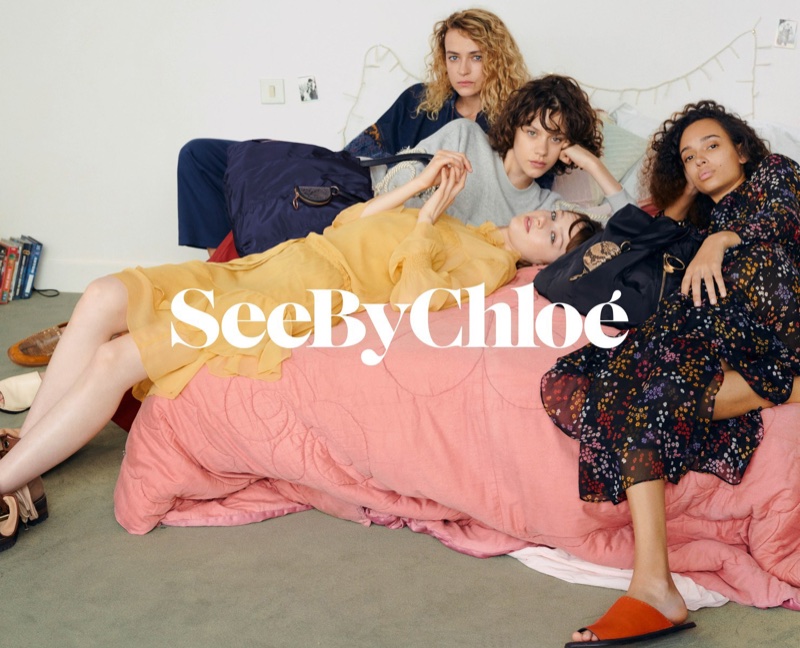 Models lounge in bed for See By Chloe's spring-summer 2018 campaign