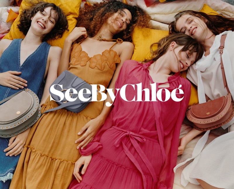 Models are all smiles in See By Chloe's spring-summer 2018 campaign