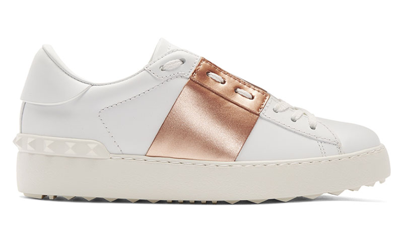 Valentino Open Sneaker in White & Gold $493 (previously $695)