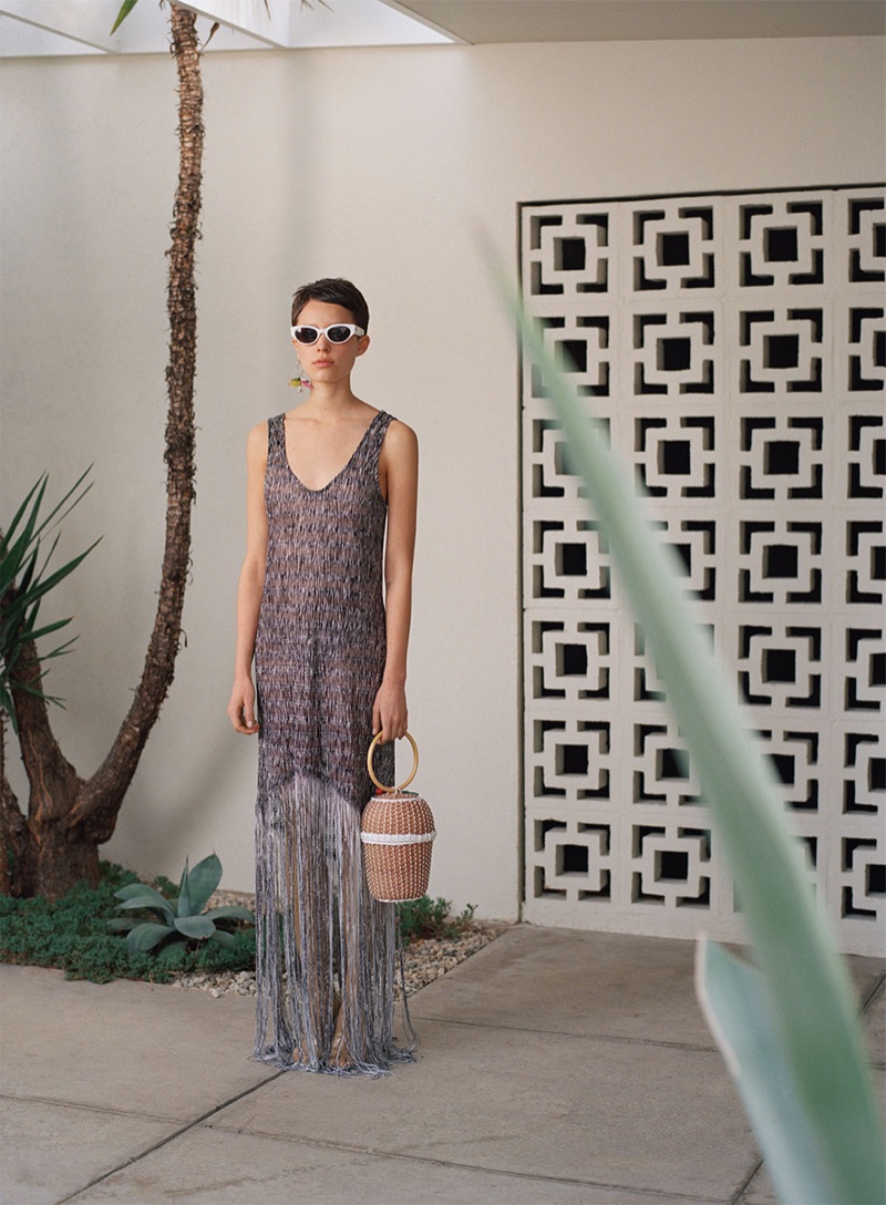 Zara Fringed Dress, Basket Bag with Floral Detail and Futuristic and Retro Sunglasses