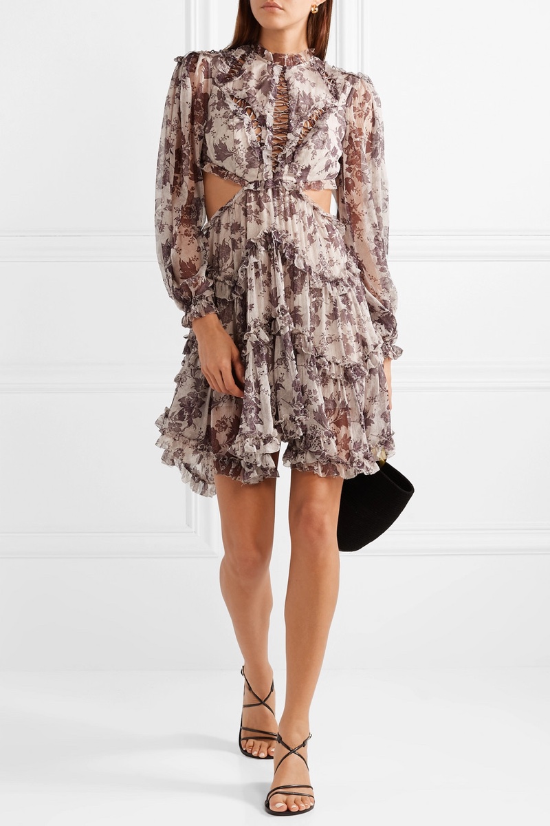 Zimmermann Juno Open-Back Ruffled Silk Crepon Mini Dress $597 (previously $995)