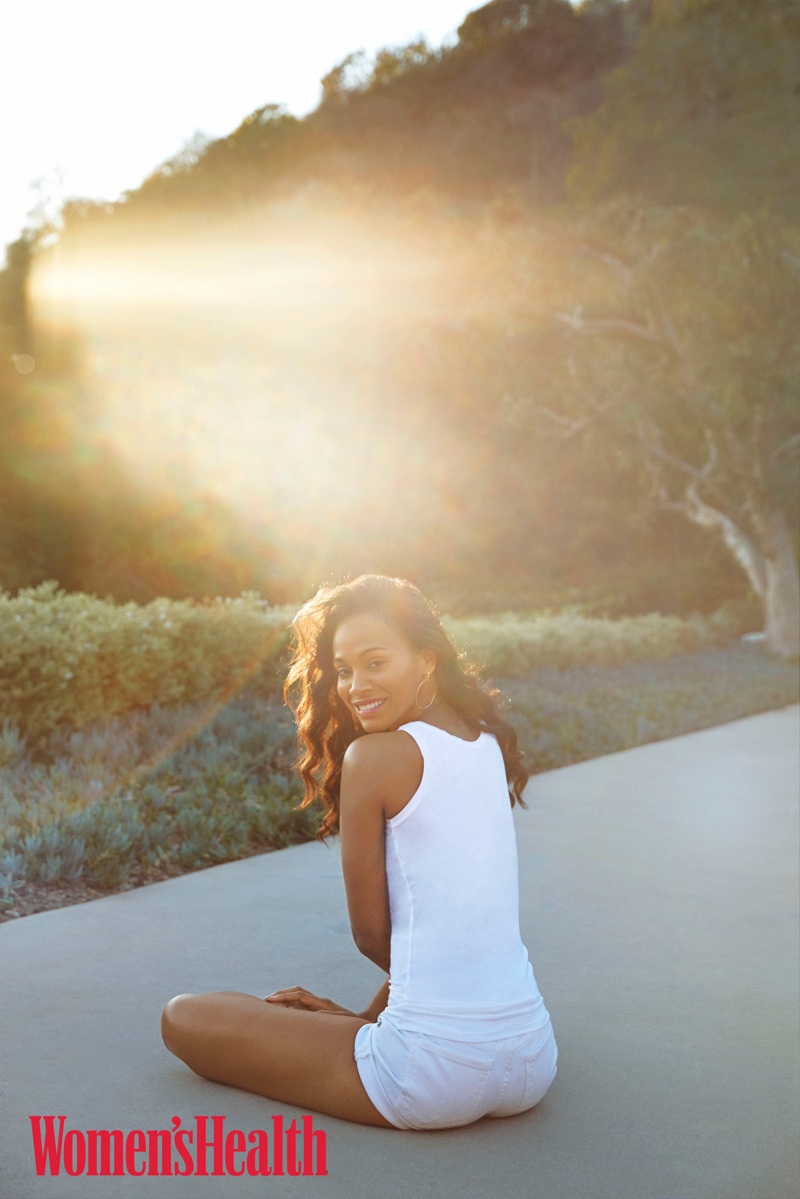 Actress Zoe Saldana poses in summer look