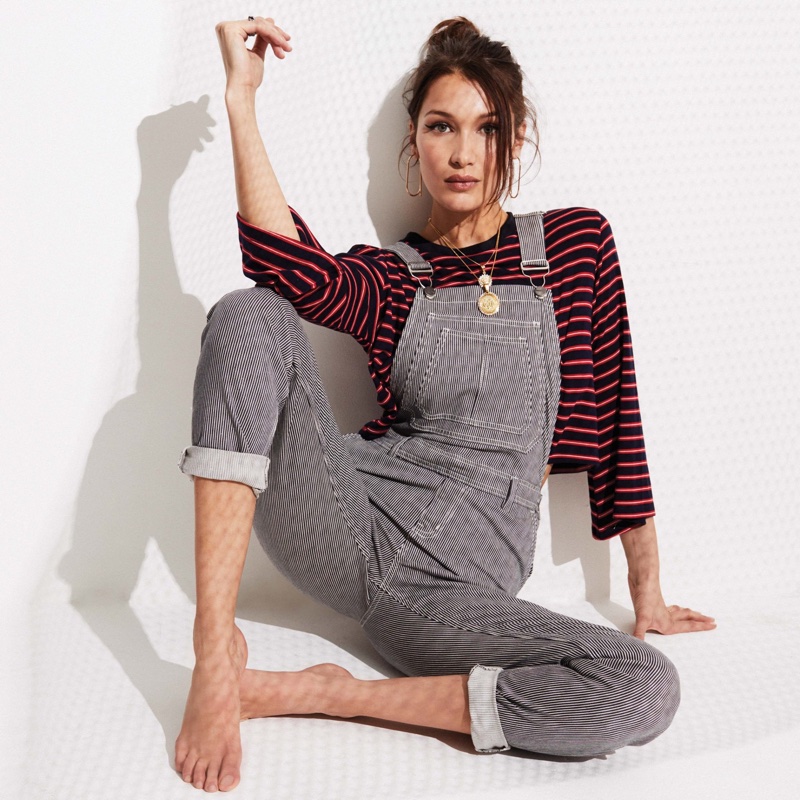 Posing in overalls, Bella Hadid fronts Penshoppe DenimLab 2018 campaign
