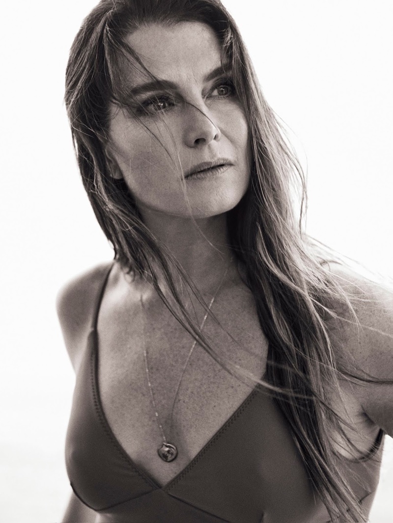 Brooke Shields wears Matteau swimsuit