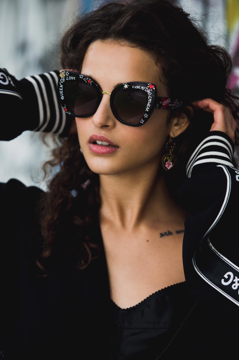 Chiara Scelsi appears in Dolce & Gabbana #DGGraffiti sunglasses campaign