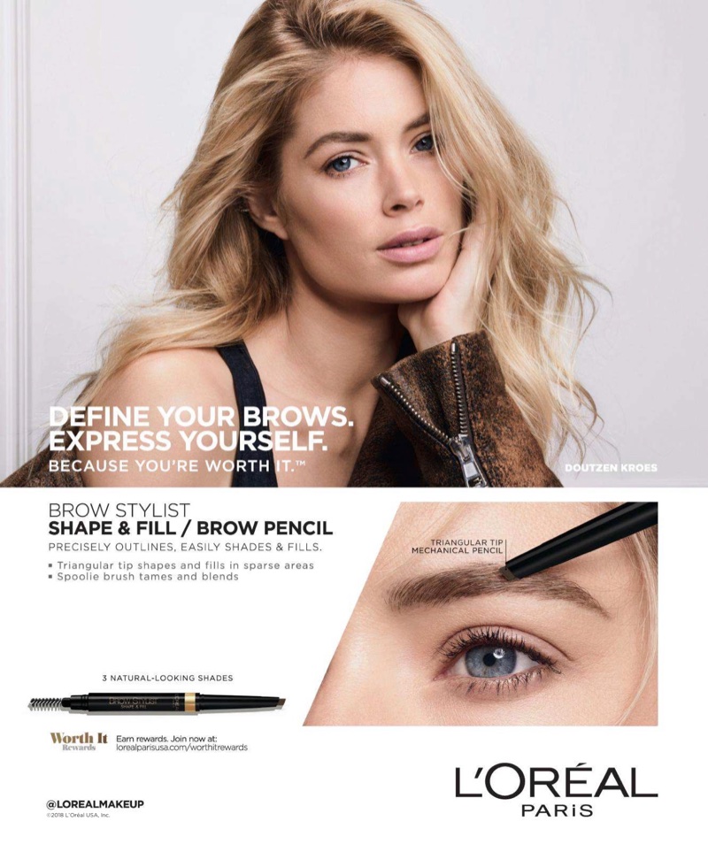 Doutzen Kroes fronts L'Oreal Paris Brow Stylist advertisement