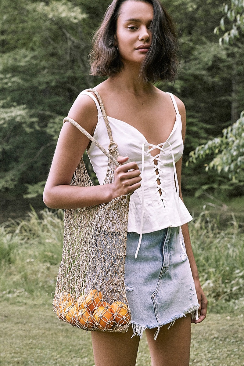 Intimately Free People High Point Tank and Levi's Deconstructed Denim Skirt