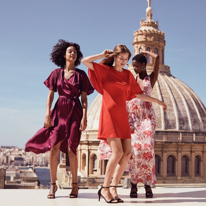 (Left) H&M Wrap Dress (Middle) H&M Red Dress (Right) H&M Floral Print V-Neck Dress