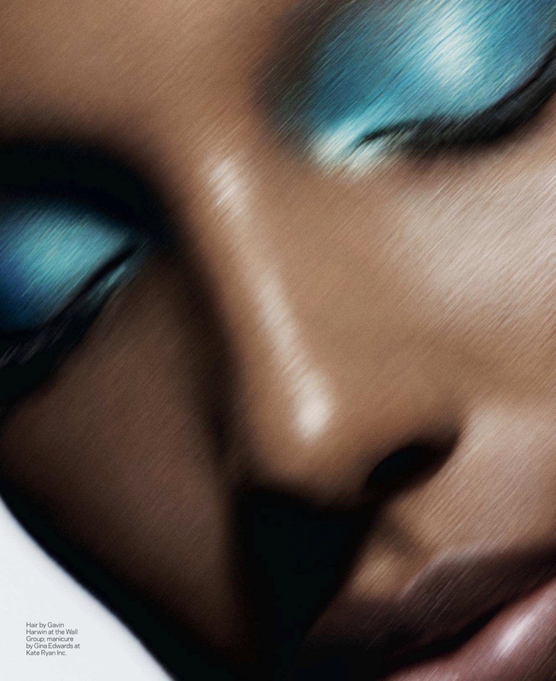 Jasmine Tookes Shines in Shimmery Makeup for ELLE
