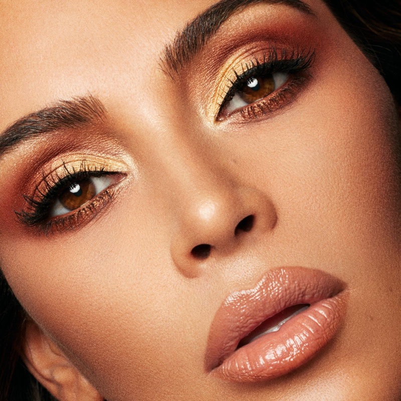 Ready for her closeup, Kim Kardashian wears shimmering eyeshadow from KKW Beauty x Mario campaign