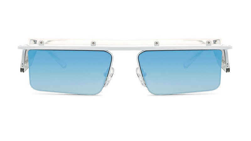 Le Specs x Adam Selman The Flex Sunglasses in White with Blue Mirror Lenses $119