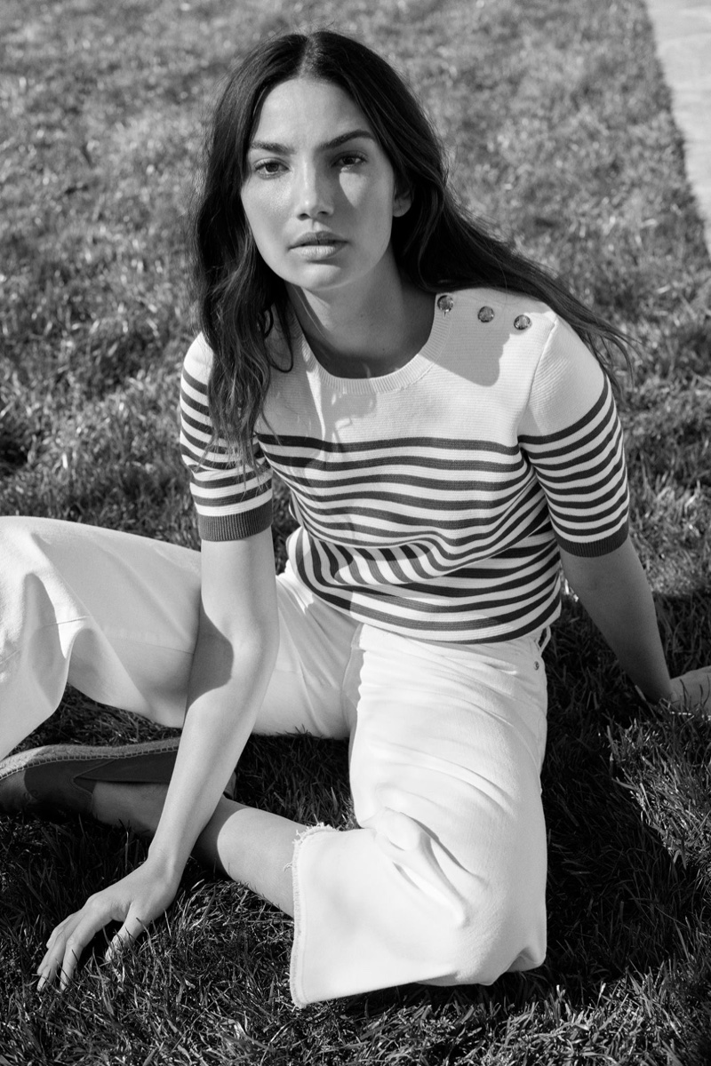 Model Lily Aldridge poses in Lauren Ralph Lauren summer 2018 campaign