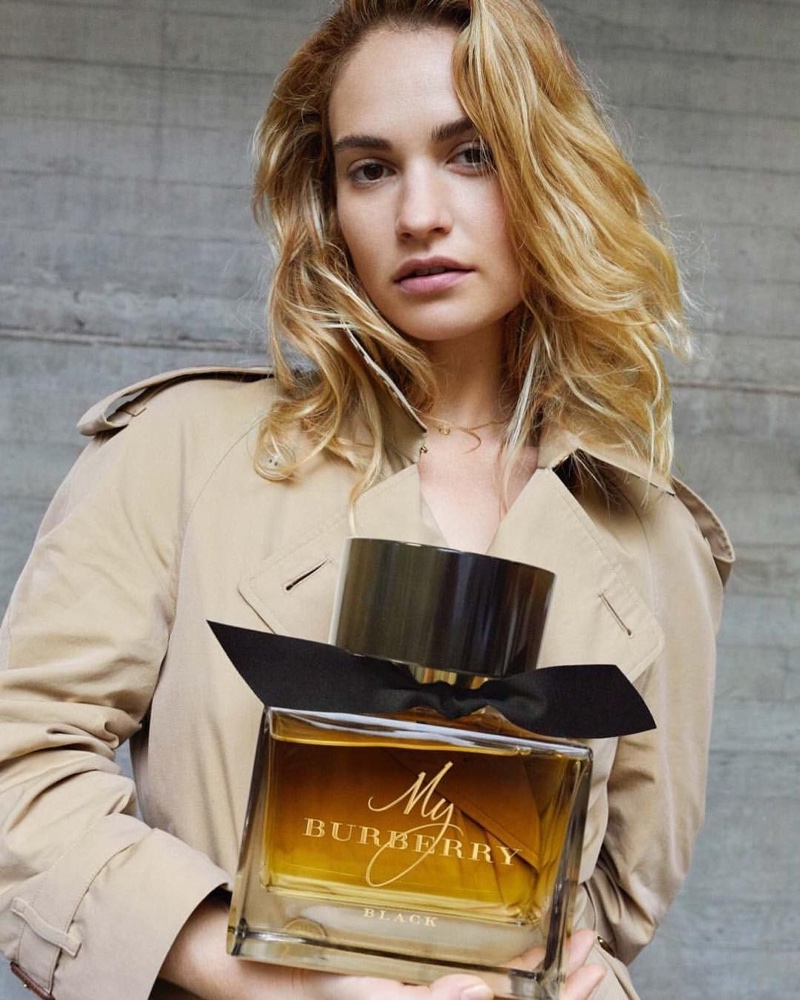 Lily James poses for My Burberry fragrance campaign