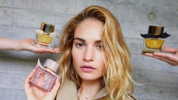 Actress Lily James is the face of the My Burberry fragrance campaign