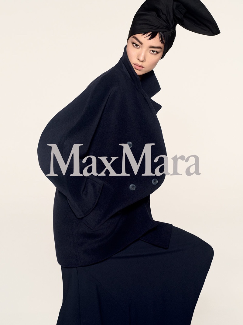 Fei Fei Sun wears a long coat in Max Mara's pre-fall 2018 campaign