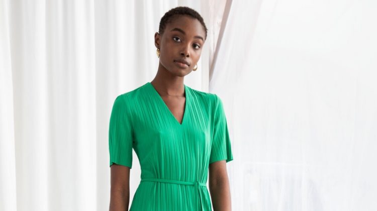 & Other Stories Belted Plissé Pleated Midi Dress $35 (previously $69)