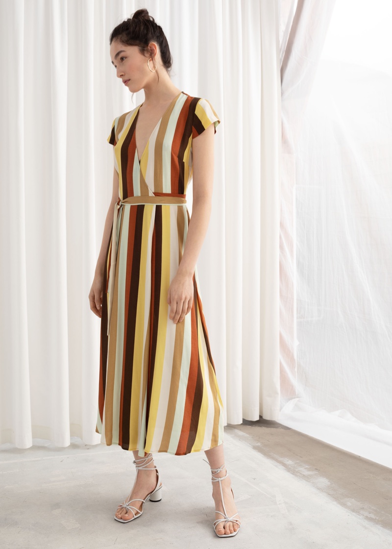 & Other Stories Striped Midi Wrap Dress $49 (previously $99)