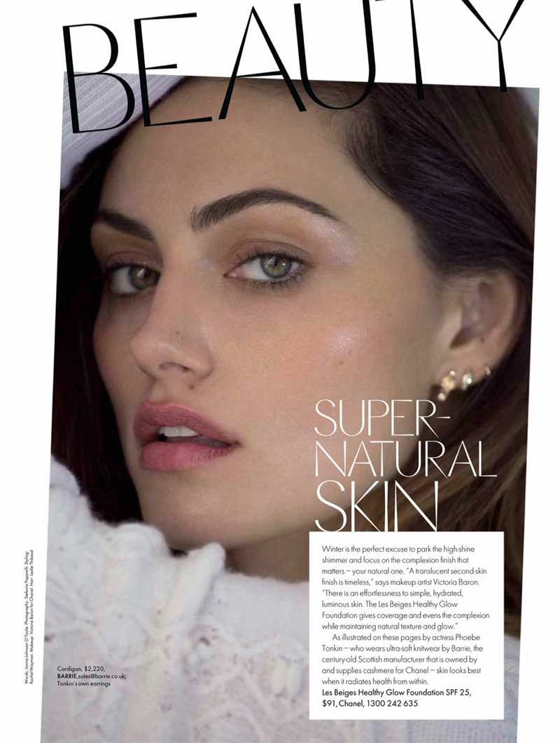 Ready for her closeup, Phoebe Tonkin wears Barrie sweater