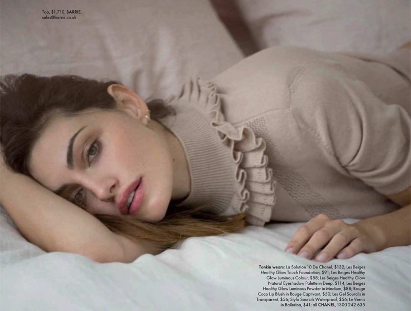 Phoebe Tonkin poses in Barrie top