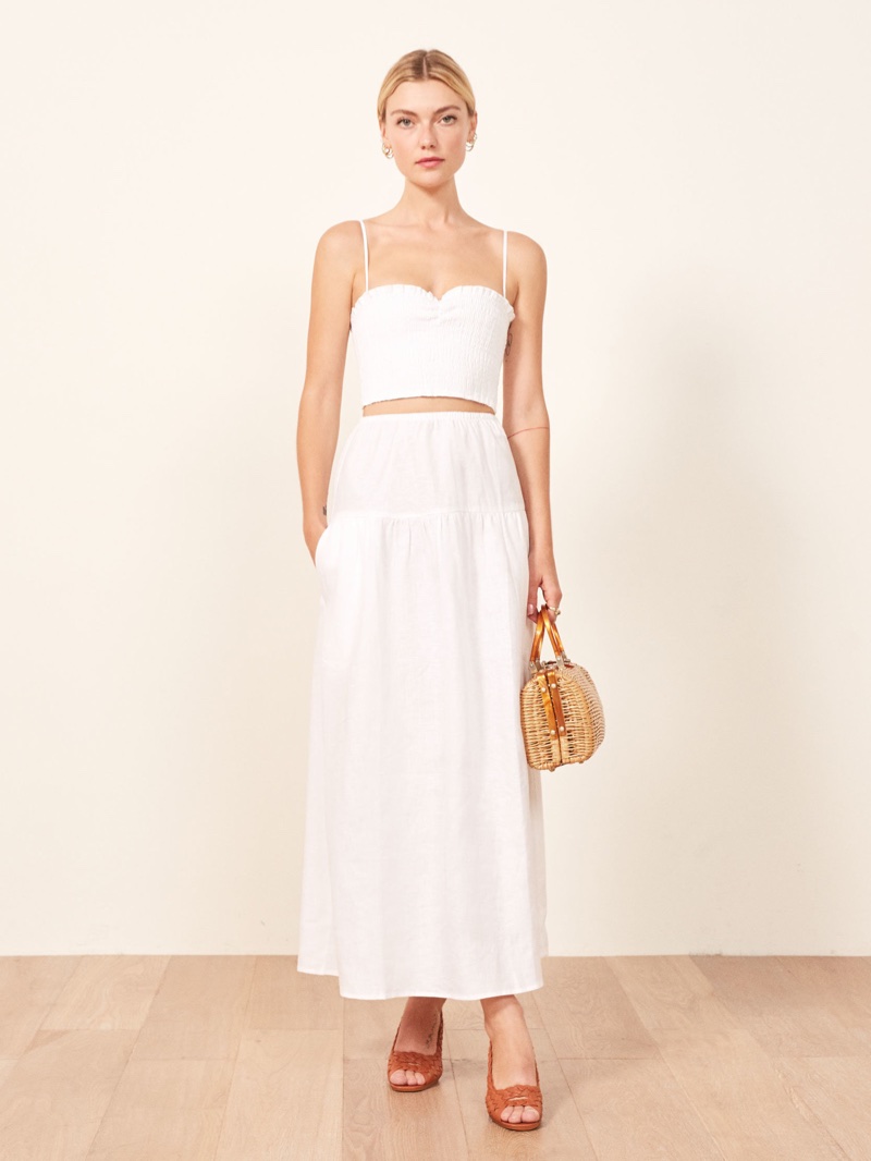 Reformation Kitty Two Piece in White $218