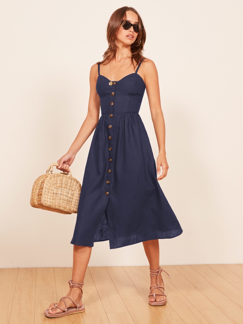 Reformation Thelma Dress in Navy $198