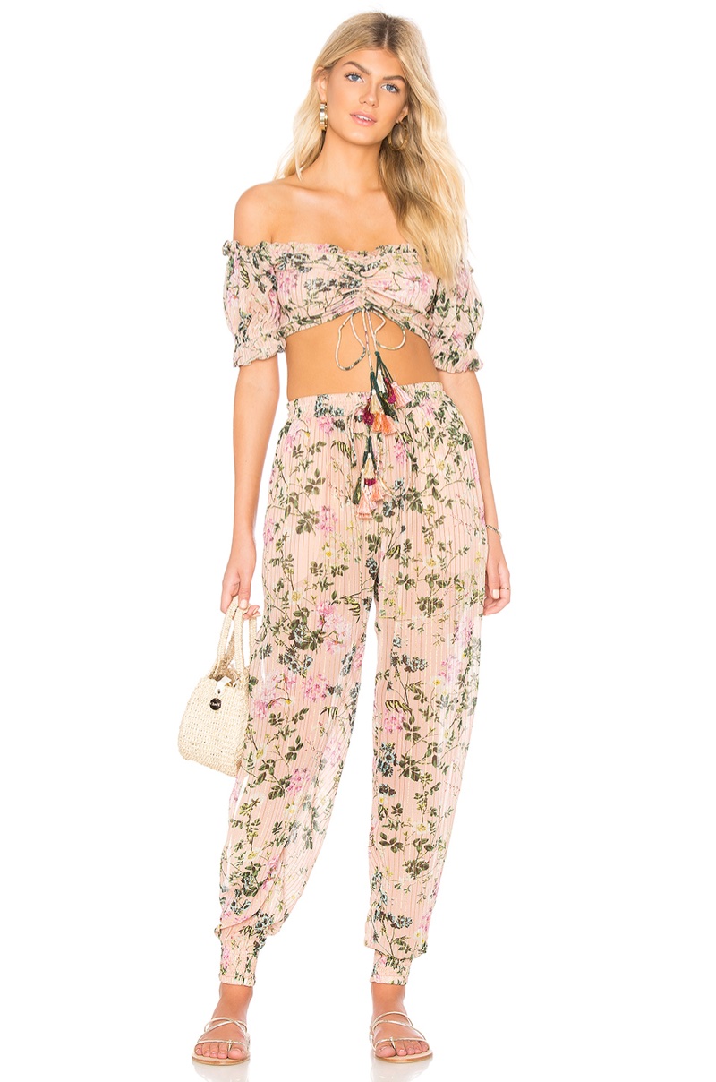 Rococo Sand x REVOLVE Flora Top $156 and Flora Pant $220