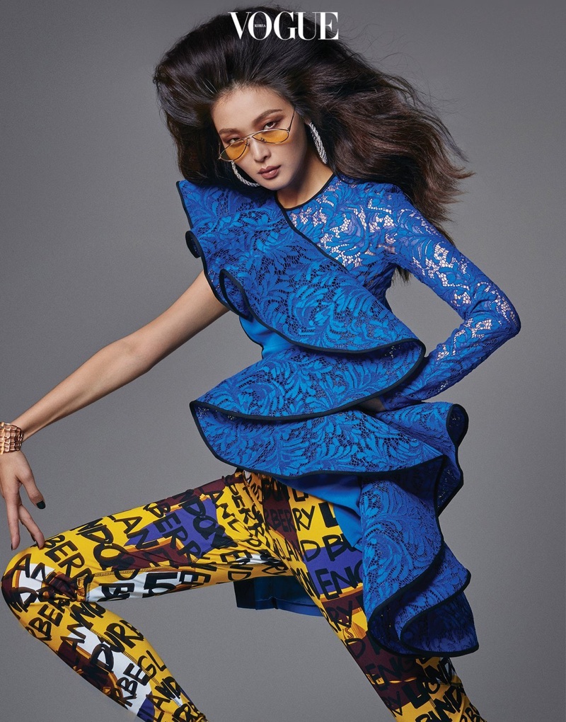 Sunghee Kim Models Colorful 80's Styles for Vogue Korea