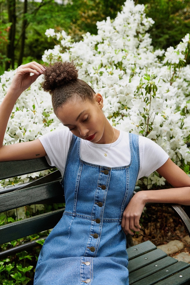 UO Button-Down Denim Mini Dress