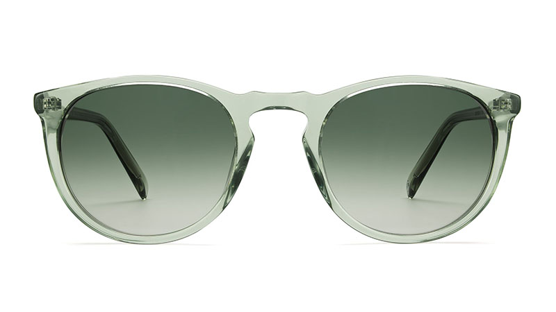 Warby Parker Haskell Sunglasses in Aloe Crystal with Bottle Green Lenses $95