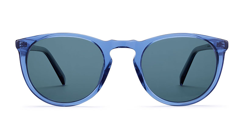 Warby Parker Haskell Sunglasses in Oxford Blue Crystal with Classic Blue Lenses $95