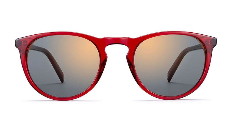 Warby Parker Haskell Sunglasses in Ruby with Flash Mirrored Bronze Lenses $95