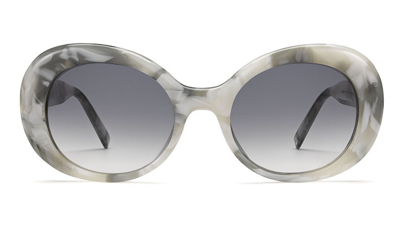 Warby Parker Lola Sunglasses in White Marble with Grey Gradient Lenses $95