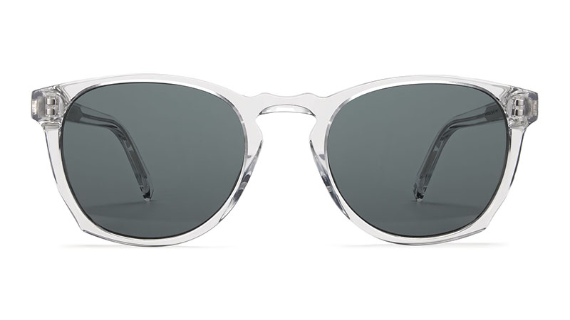 Warby Parker Topper Wide Sunglasses in Crystal with Classic Grey Lenses $95