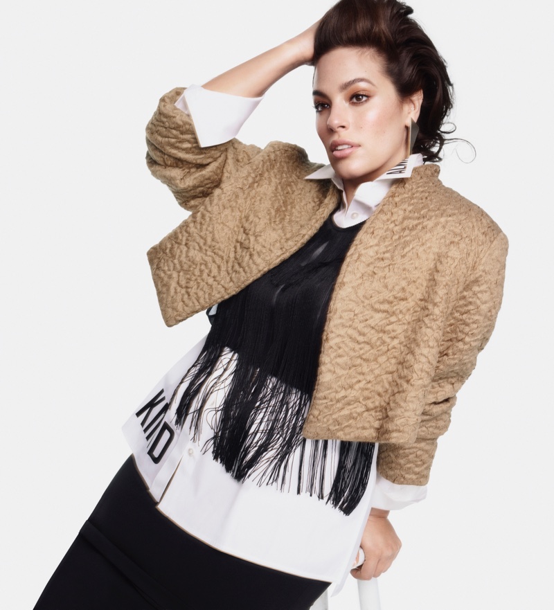 Layering up, Ashley Graham appears in Marina Rinaldi fall-winter 2018 campaign